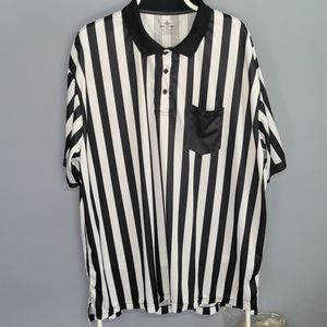 Foot Locker Uniform Referee Polo Shirt - 3XL- Black White Stripes-beetlejuice